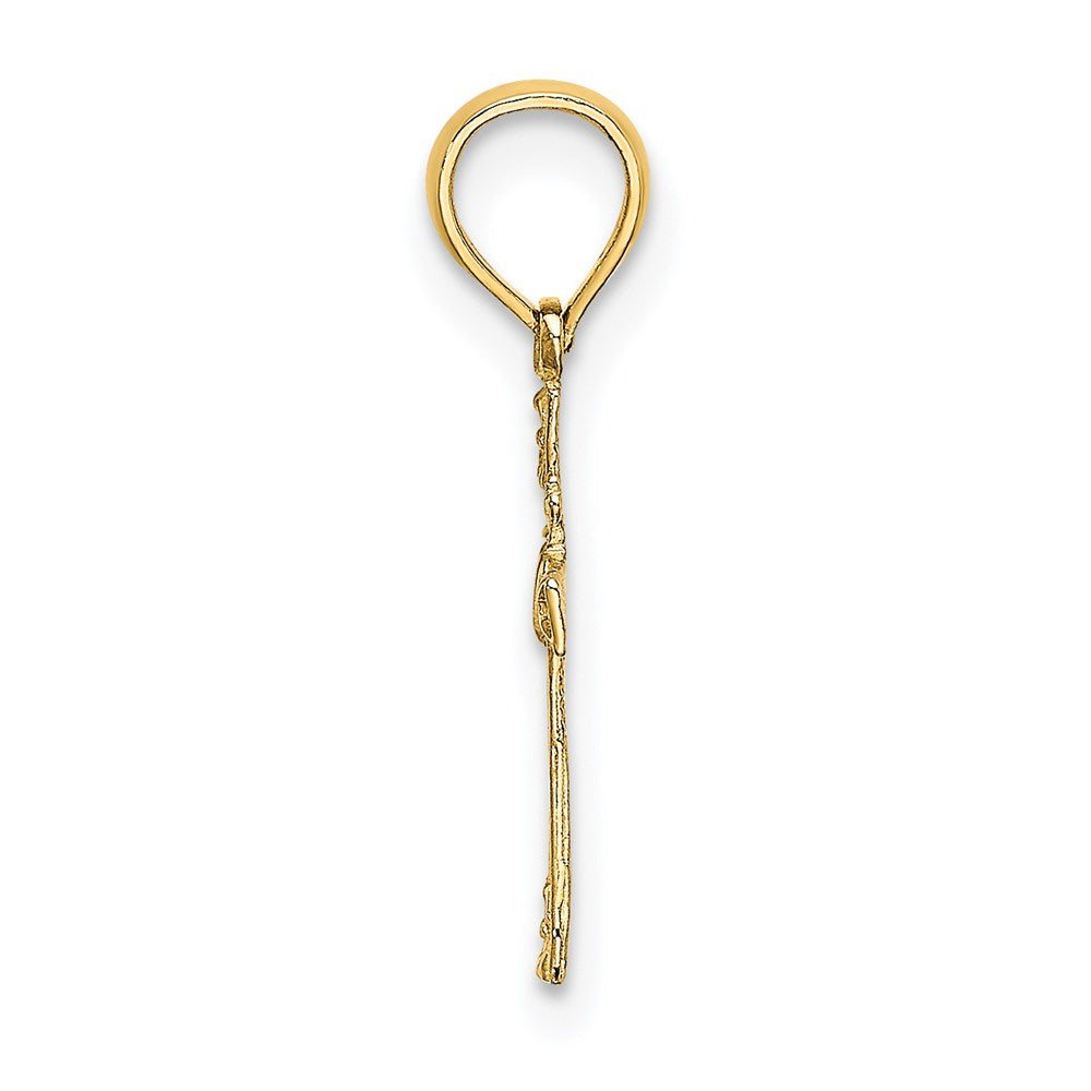 14k Yellow Gold 10 mm Textured Mini Cross w/ Heart Charm (0.28 grams)