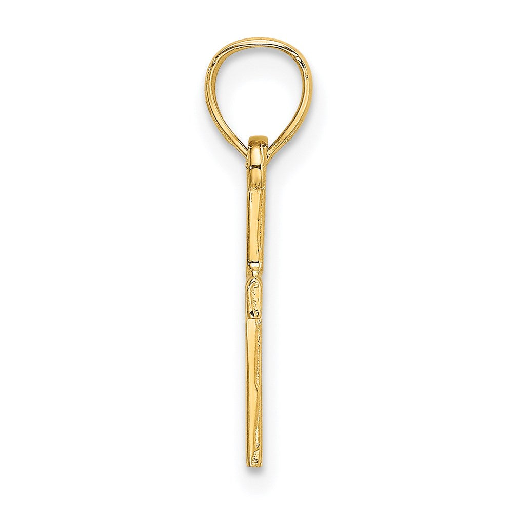 14k Yellow Gold 9 mm Diamond Shape Center Mini Cross Charm (0.49 grams)