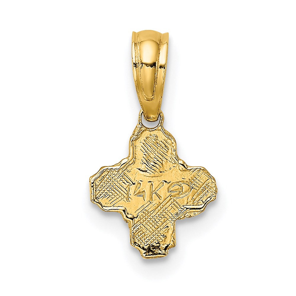 14k Yellow Gold 7.7 mm Mini 4 Way Religious Medal (0.35 grams)