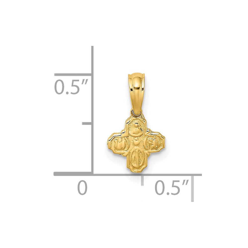 14k Yellow Gold 7.7 mm Mini 4 Way Religious Medal (0.35 grams)