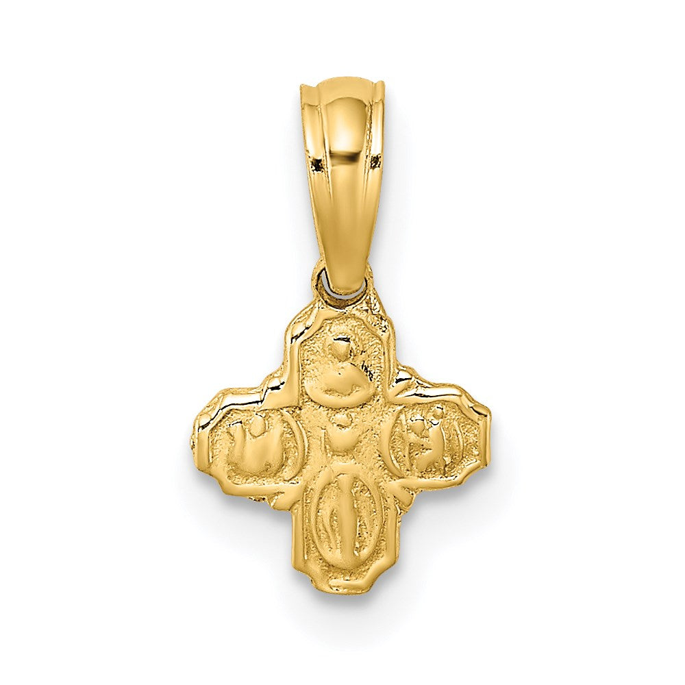14k Yellow Gold 7.7 mm Mini 4 Way Religious Medal (0.35 grams)