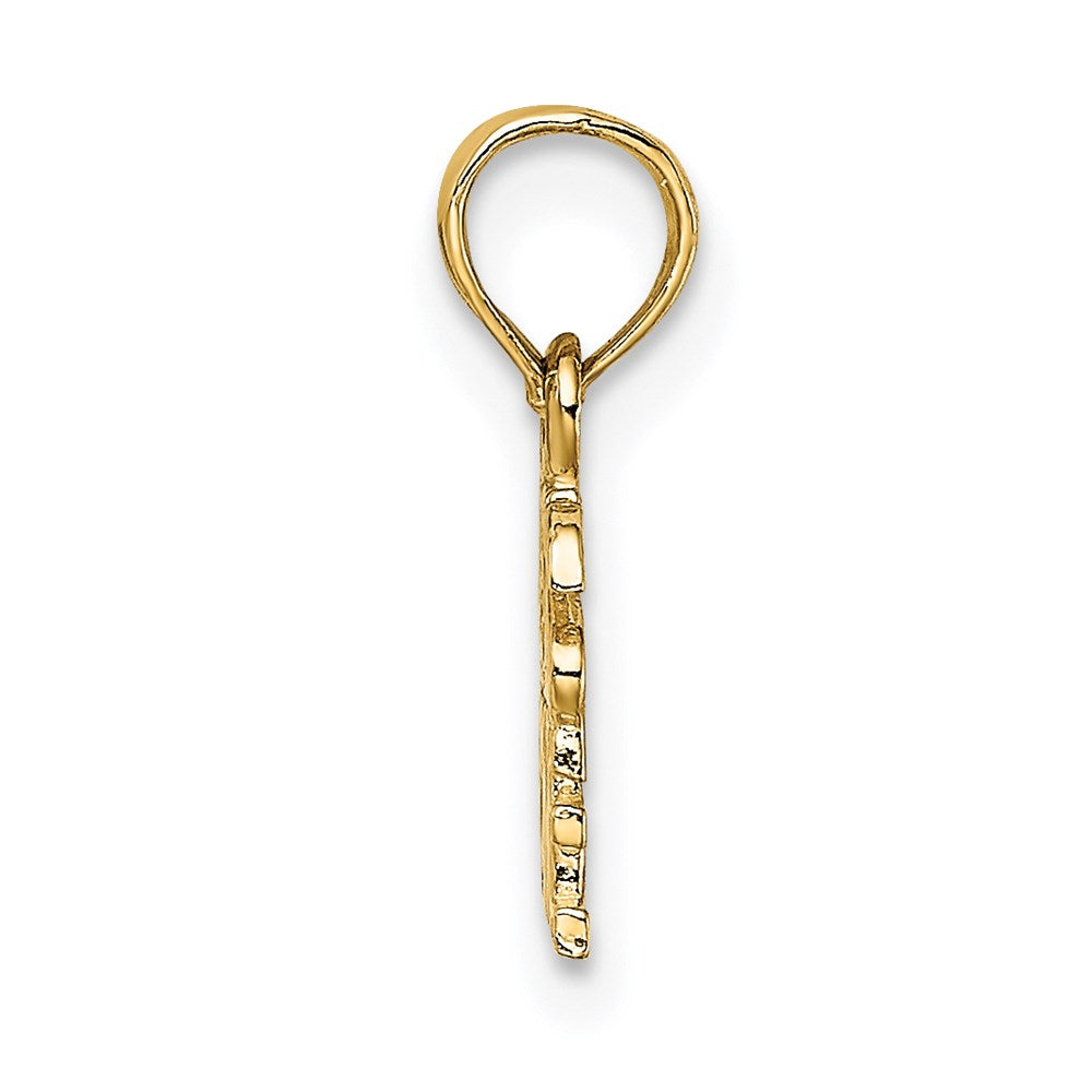 14K Polished and Textured JESUS HEART ME Charm (0.69 grams)