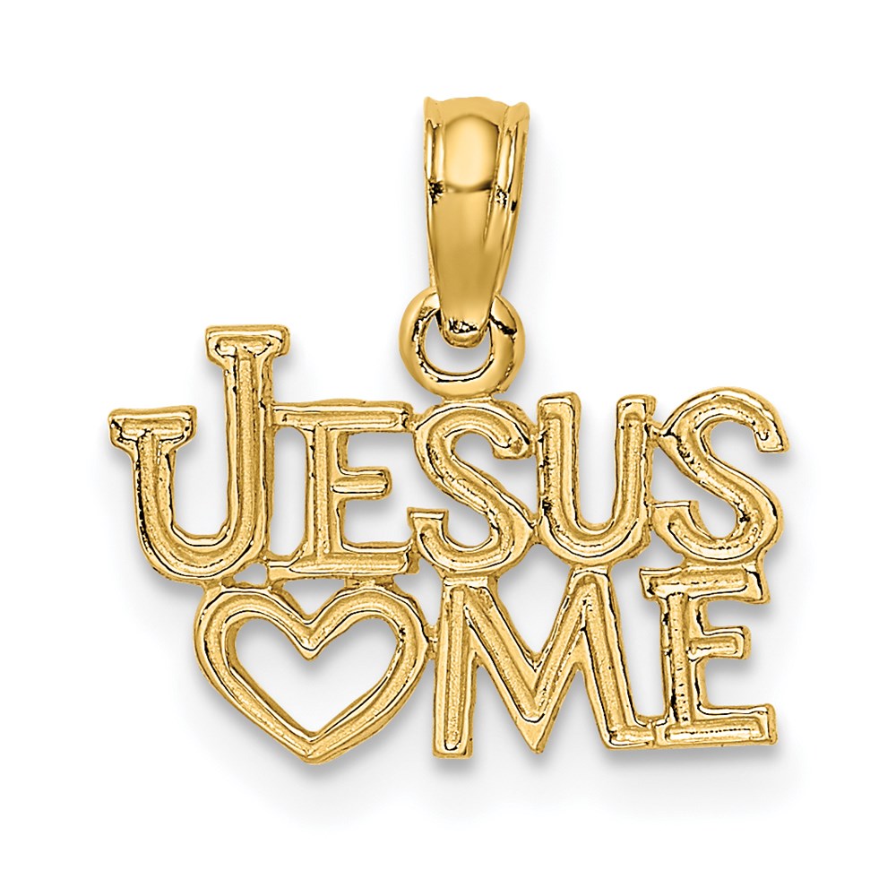 14K Polished and Textured JESUS HEART ME Charm (0.69 grams)