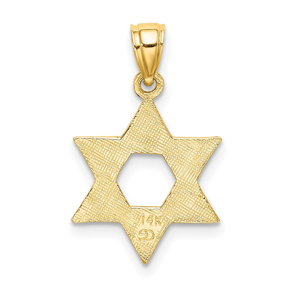 14k Yellow Gold 13 mm Engraved Swirls Star Of David Charm (0.96 grams)