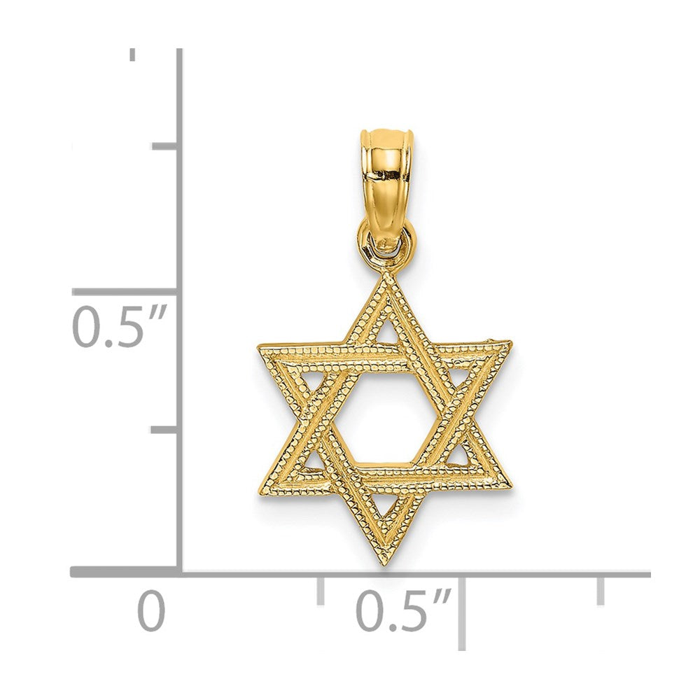 14k Yellow Gold 11 mm Engraved Star Of David Charm (0.57 grams)