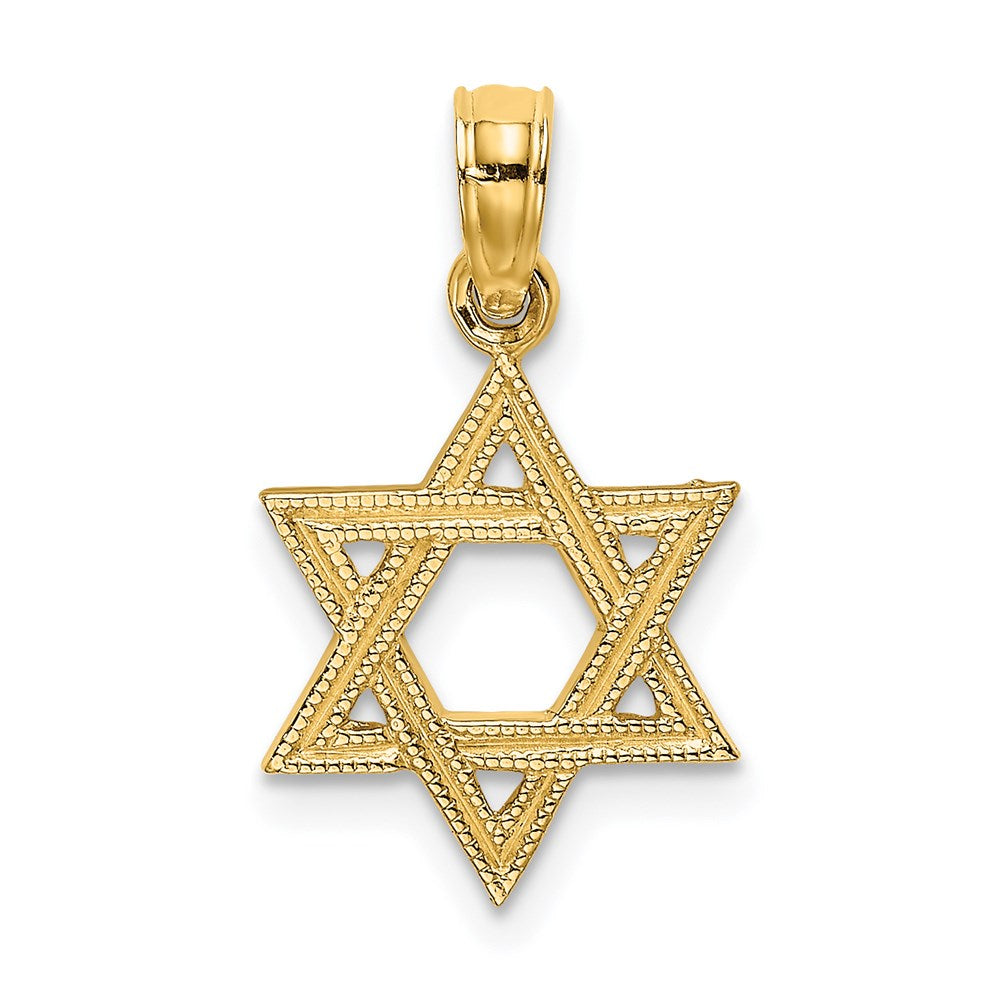 14k Yellow Gold 11 mm Engraved Star Of David Charm (0.57 grams)