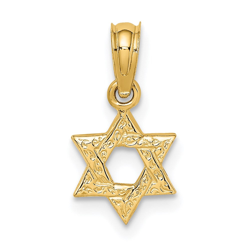 14k Yellow Gold 8 mm Mini Star Of David w/ Engraved Swirl Charm (0.55 grams)
