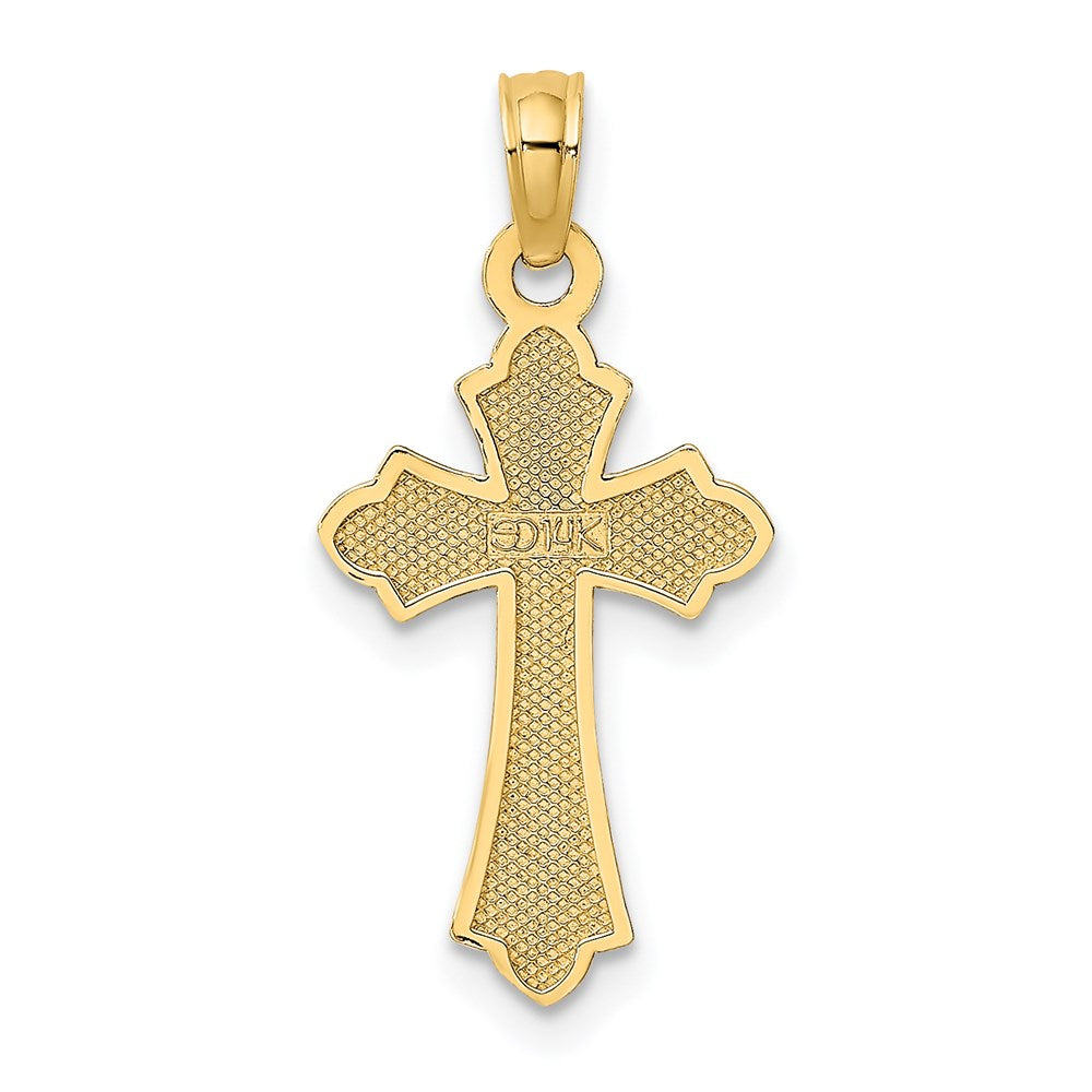 14k Yellow Gold 12 mm Polished Cross w/ Heart Charm (0.67 grams)