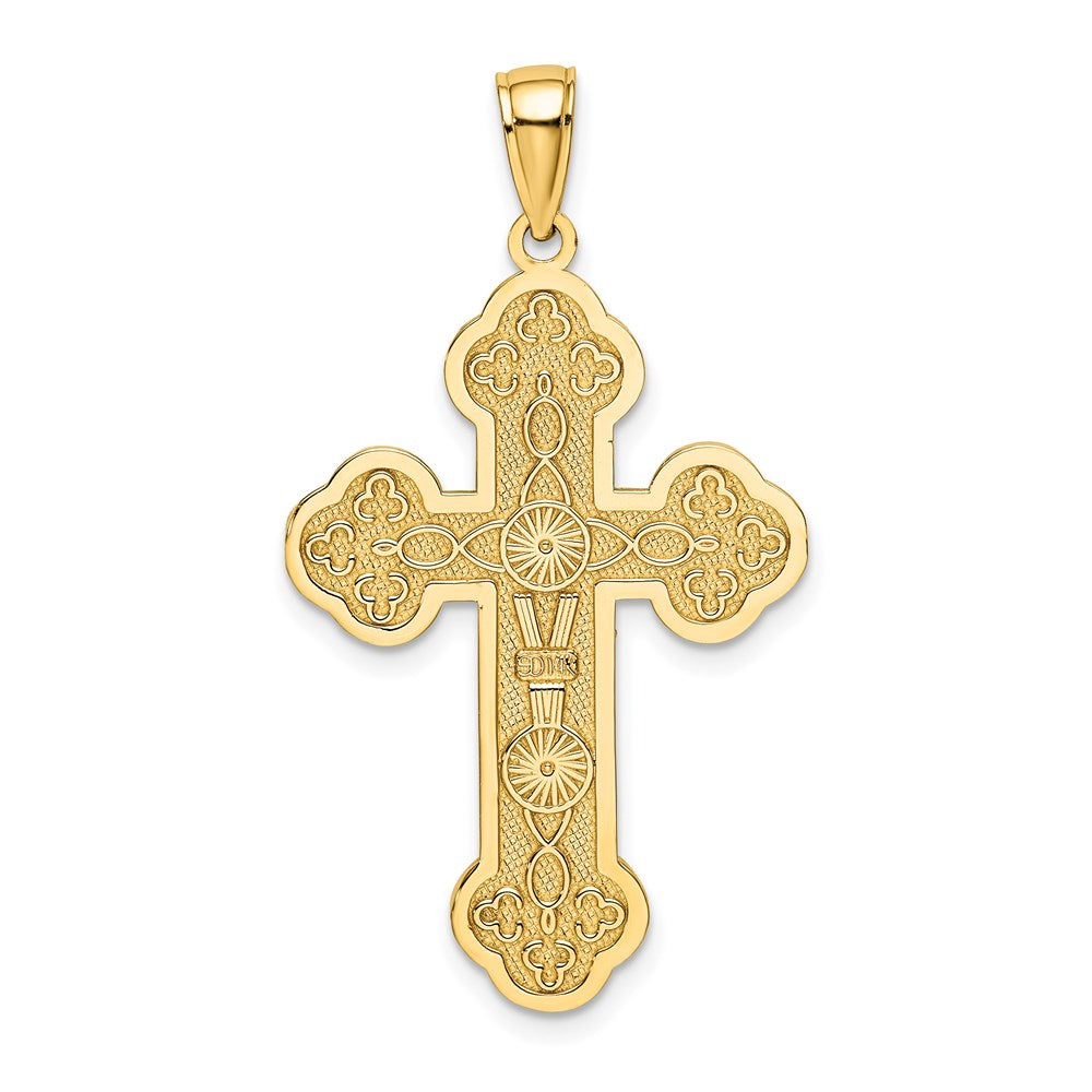 14k Yellow Gold 24 mm Scroll Cross W/ Sunburst Center Charm (3.97 grams)