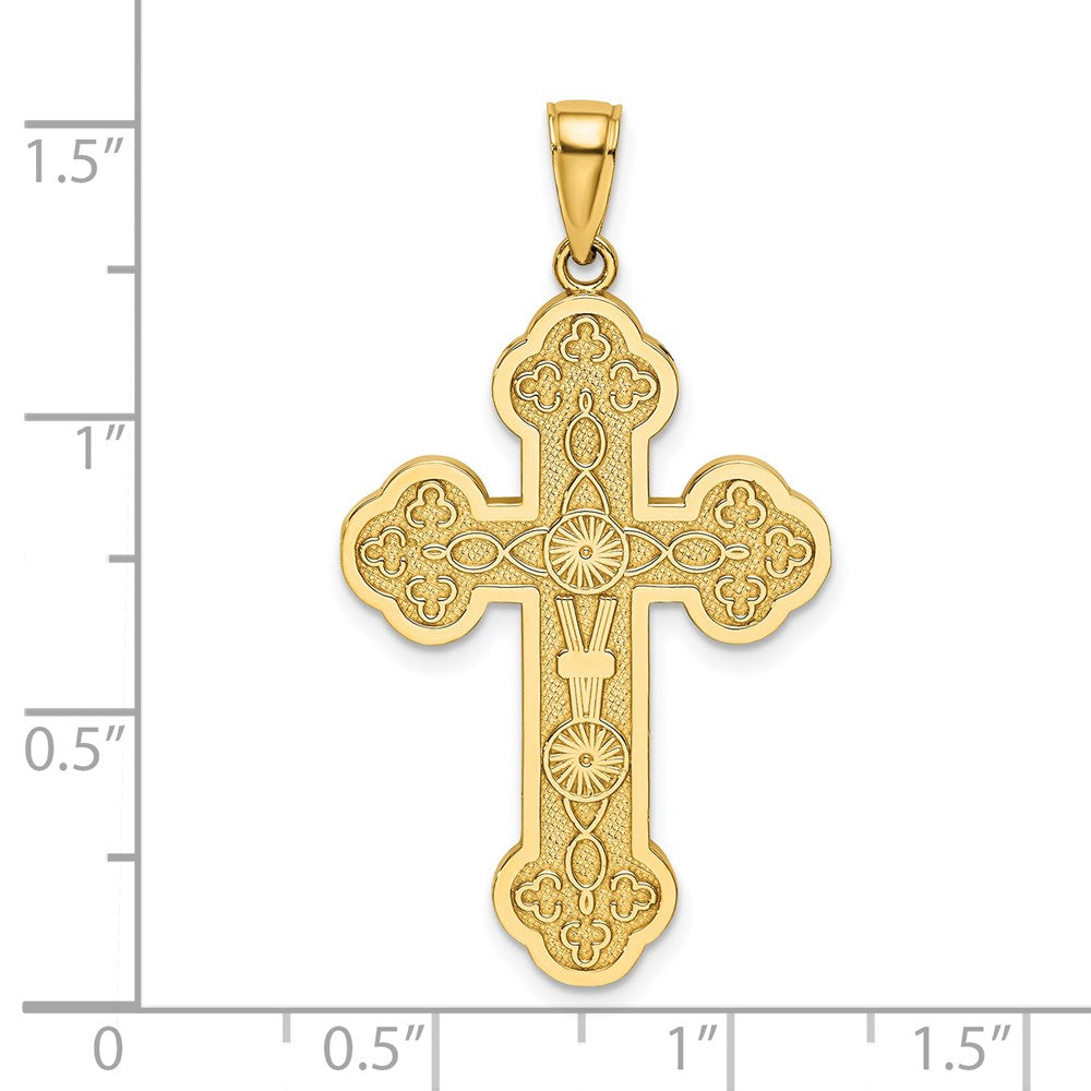 14k Yellow Gold 24 mm Scroll Cross W/ Sunburst Center Charm (3.97 grams)