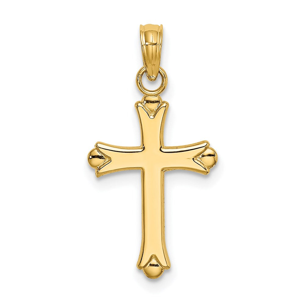 14k Yellow Gold 12.5 mm 2-D Polished Cross Charm (0.7 grams)