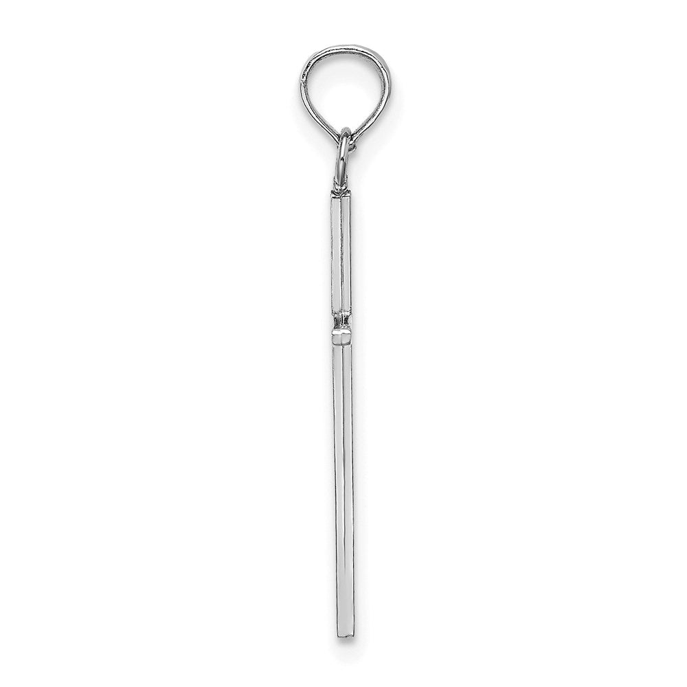 14k White Gold 11.5 mm 3-D and Polished Stick Cross Charm (0.52 grams)