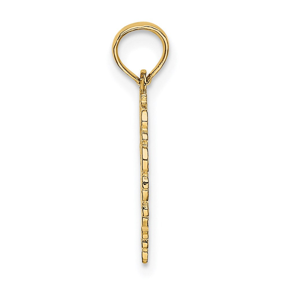 14k Yellow Gold 13 mm Textured Star Of David In Heart Charm (0.68 grams)