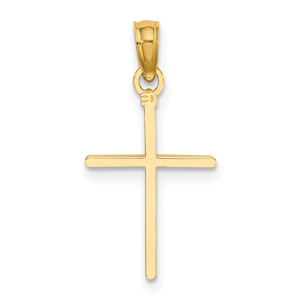 14k Yellow Gold 11 mm D/C and Polished Cross Charm (0.53 grams)