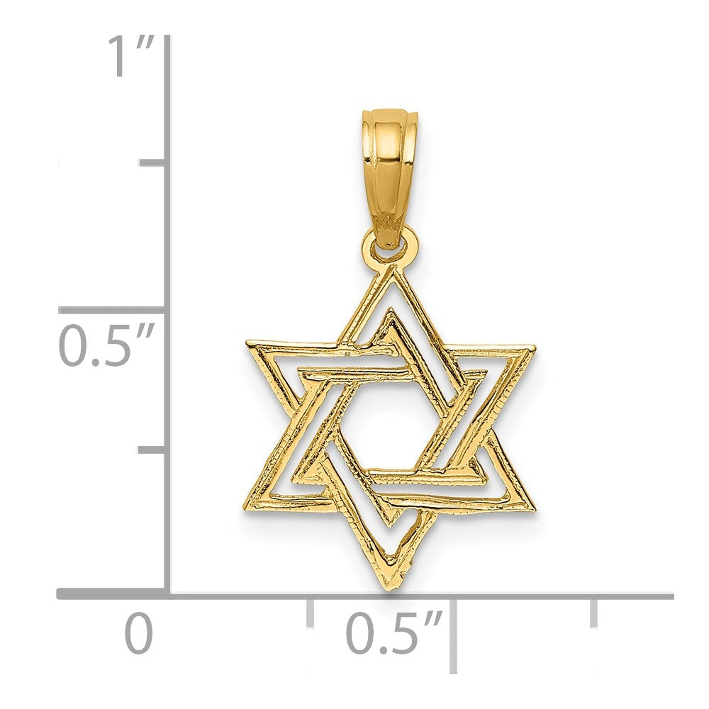 14k Yellow Gold 12 mm Polished Star Of David Charm (0.52 grams)