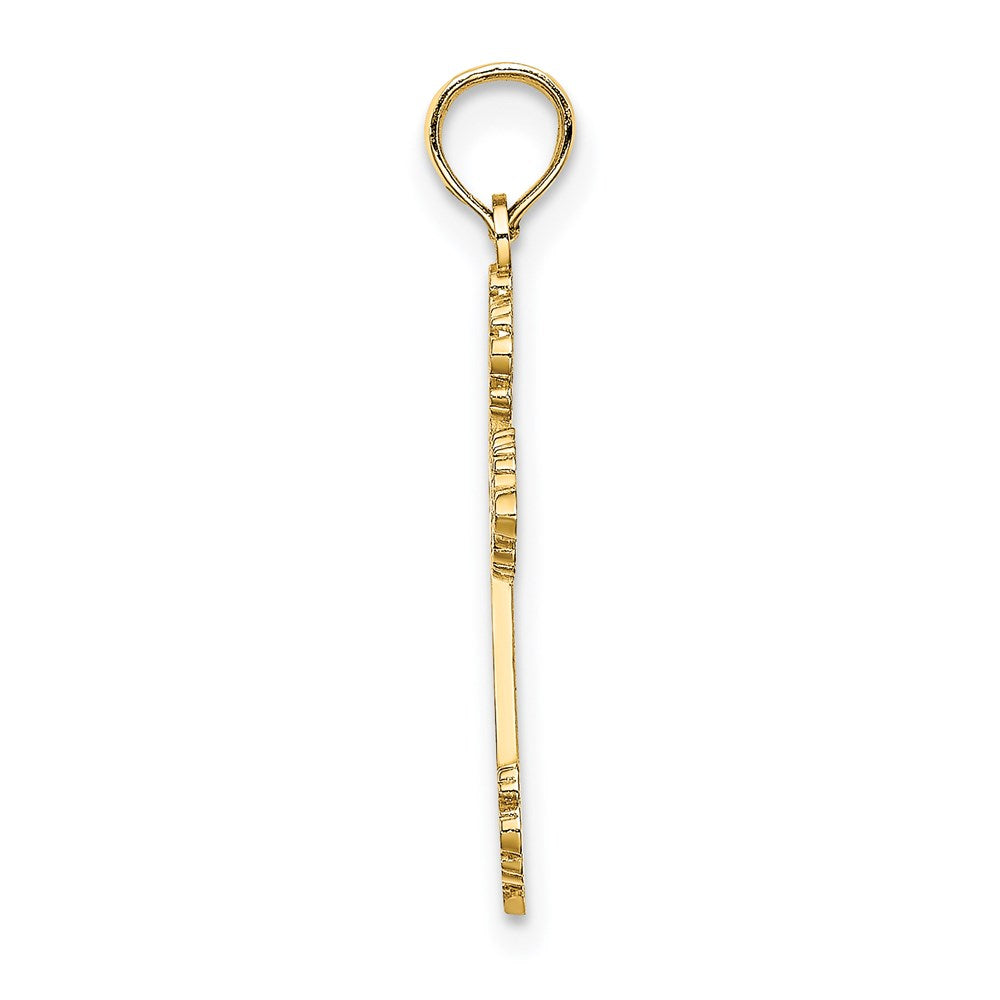 14k Yellow Gold 14 mm Polished and Textured Fancy Cross Charm (0.76 grams)