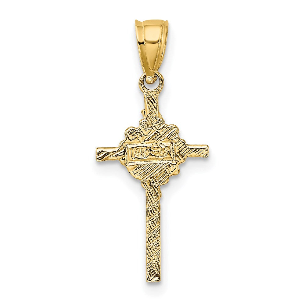 14k Yellow Gold 12 mm 2-D Starburst Crucifix Charm (0.68 grams)