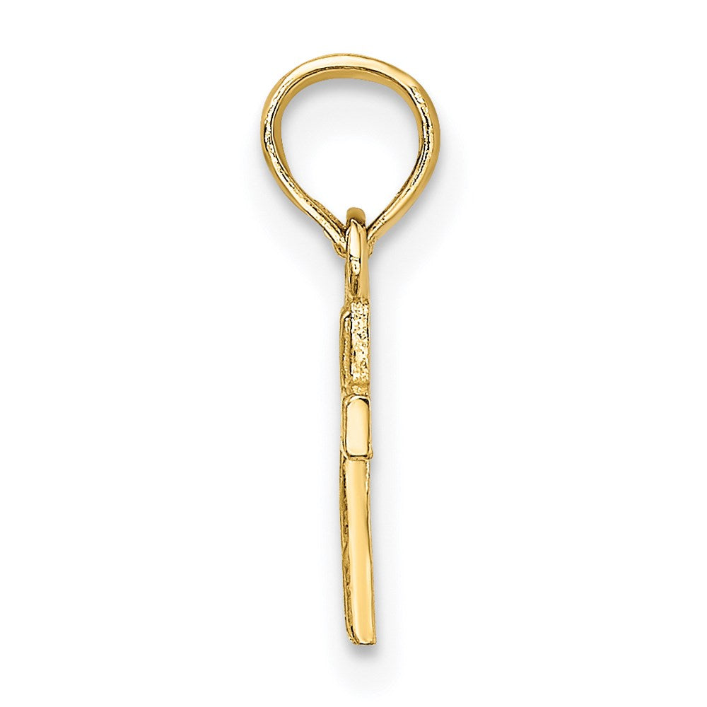 14k Yellow Gold 6 mm Polished and Engraved Mini Cross Charm (0.3 grams)