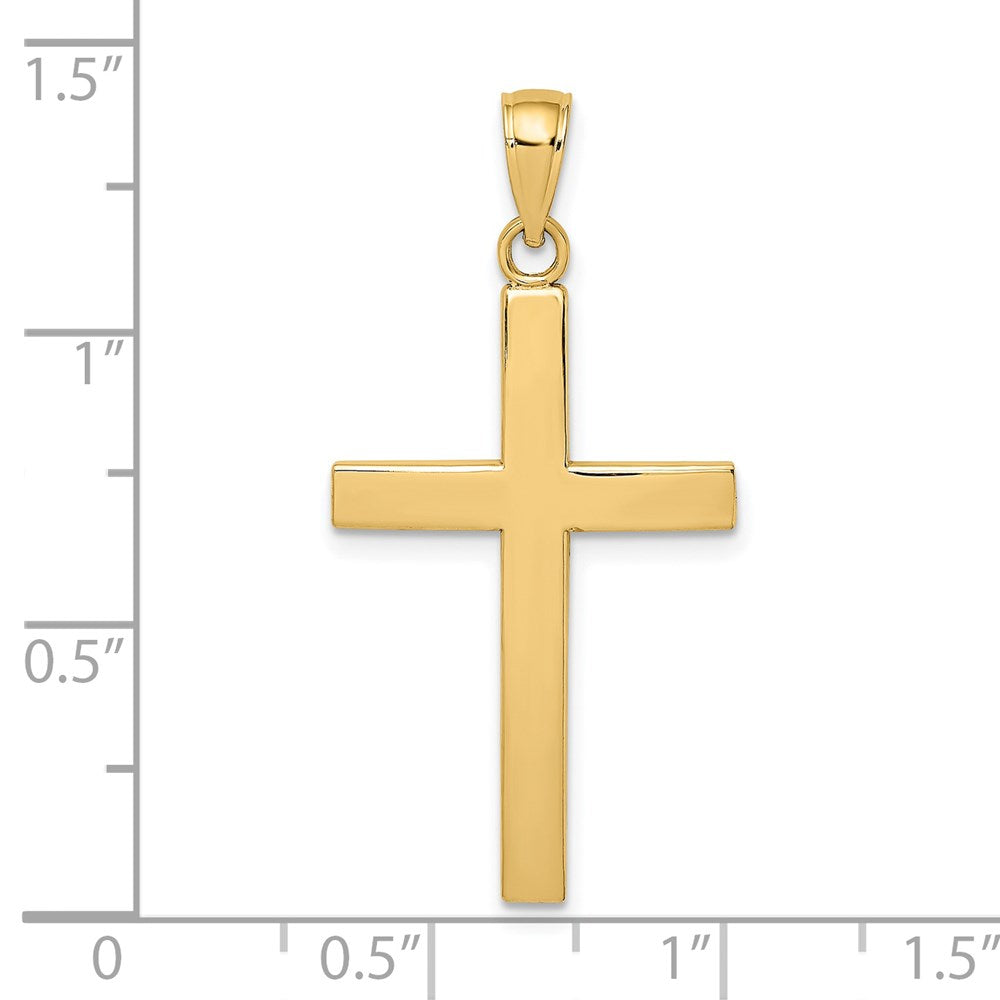 14k Yellow Gold 17.5 mm Polished Beveled Cross Charm (2.64 grams)