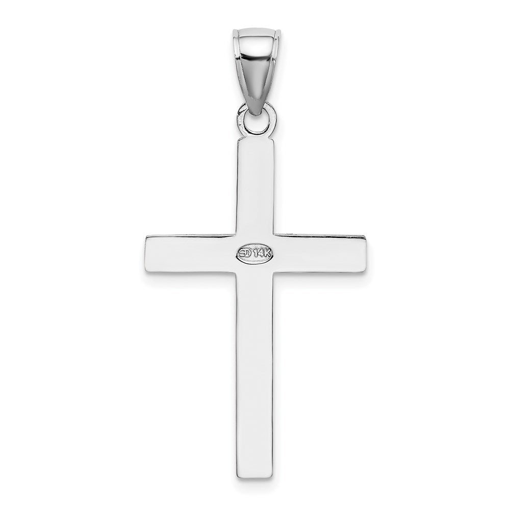 14k White Gold 17.5 mm Polished Beveled Cross Charm (2.57 grams)