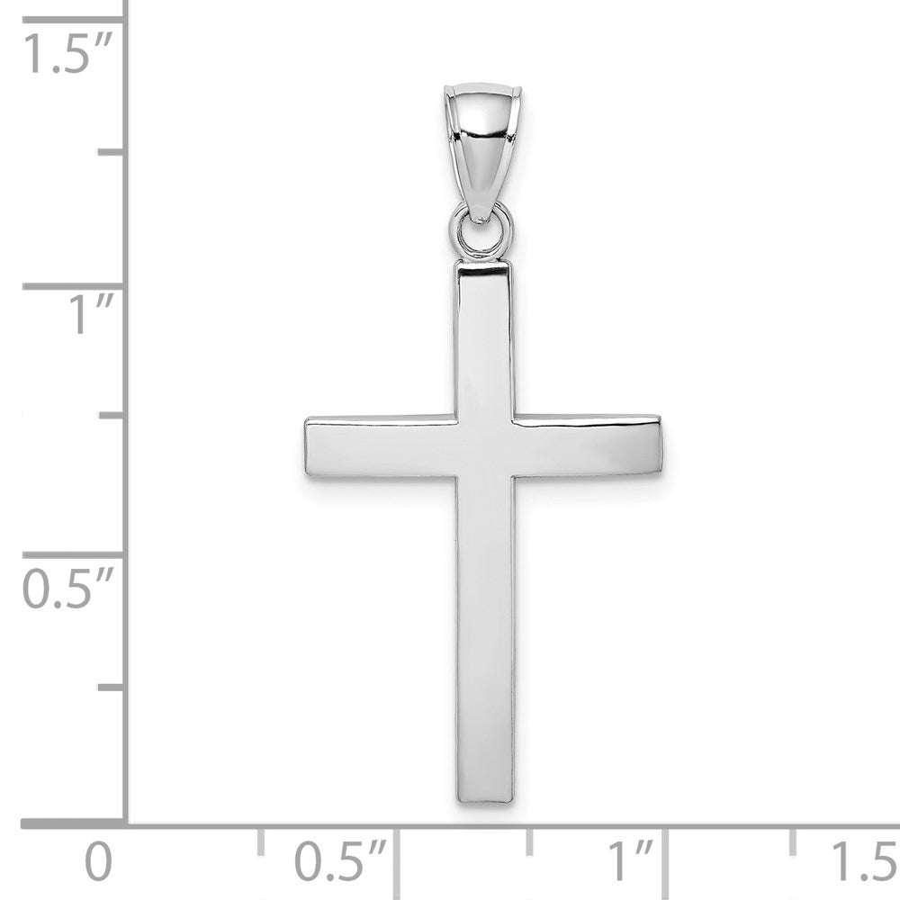14k White Gold 17.5 mm Polished Beveled Cross Charm (2.57 grams)