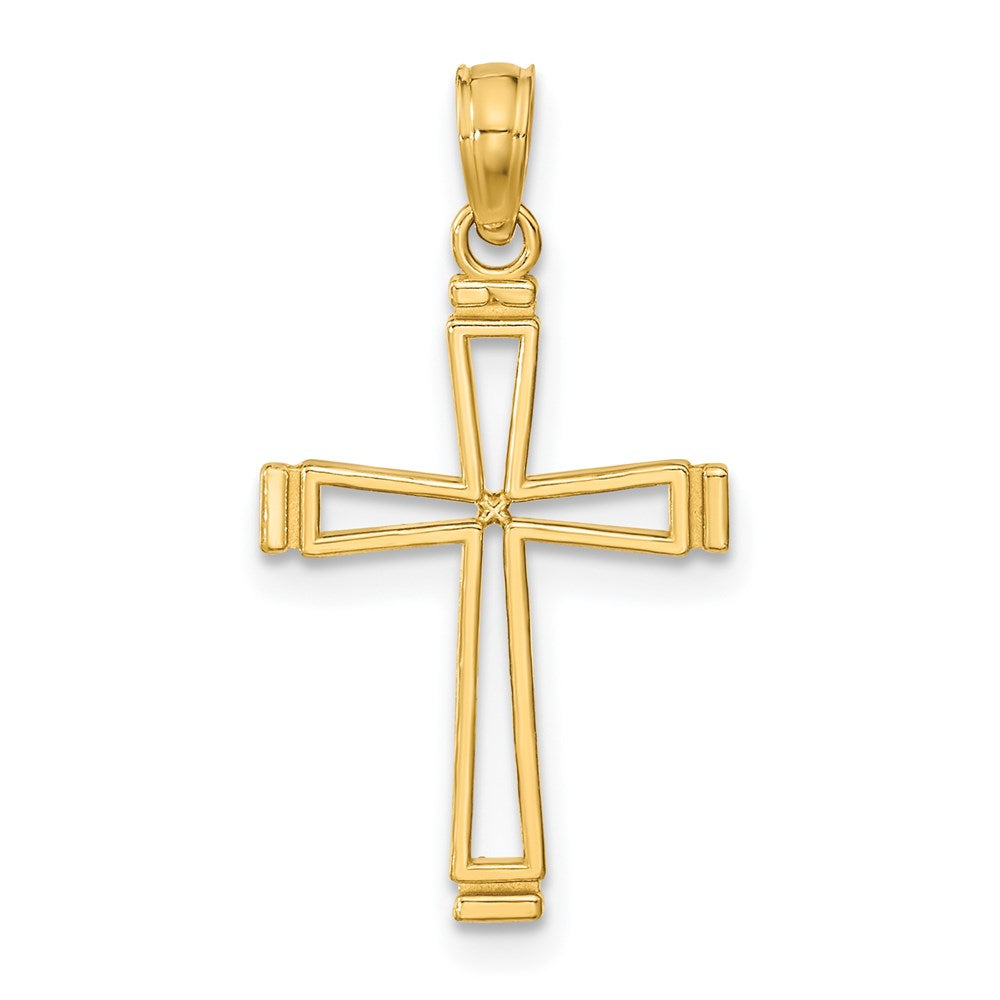14k Yellow Gold 13.55 mm Cut-out Cross Pendant (0.76 grams)