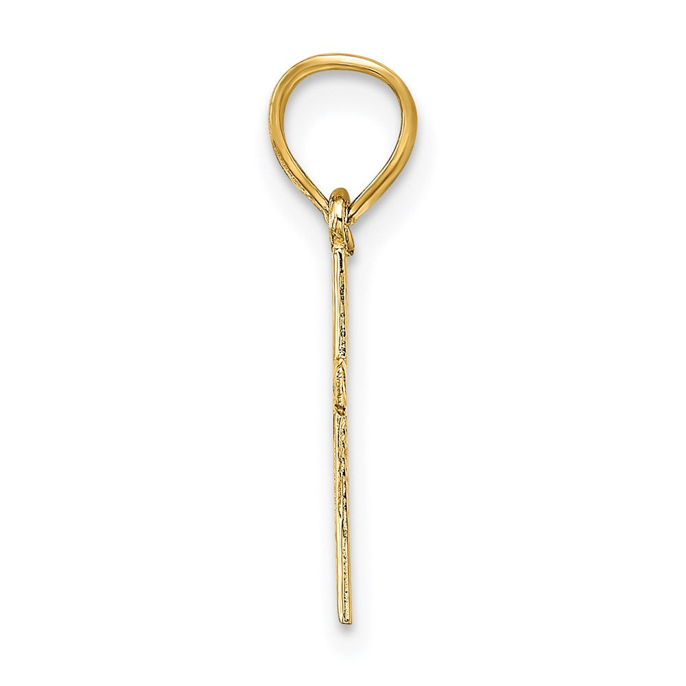 14k Yellow Gold 9 mm Polished w/ Star Pattern Mini Cross Charm (0.29 grams)