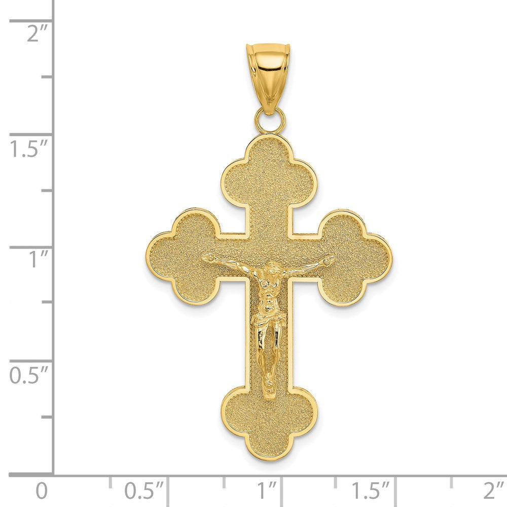 14k Yellow Gold 27 mm Crucifix W/ Budded Tips Charm (4.21 grams)