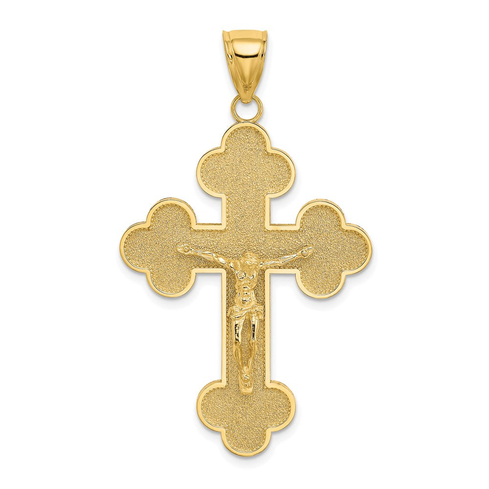 14k Yellow Gold 27 mm Crucifix W/ Budded Tips Charm (4.21 grams)