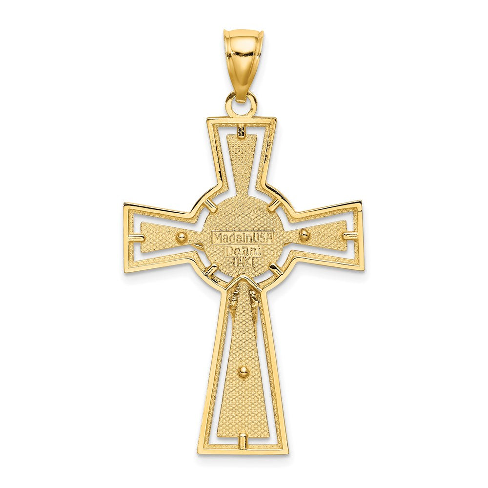 14k Yellow Gold 25 mm Cut-Out Crucifix W/ Center Circle Charm (4.72 grams)