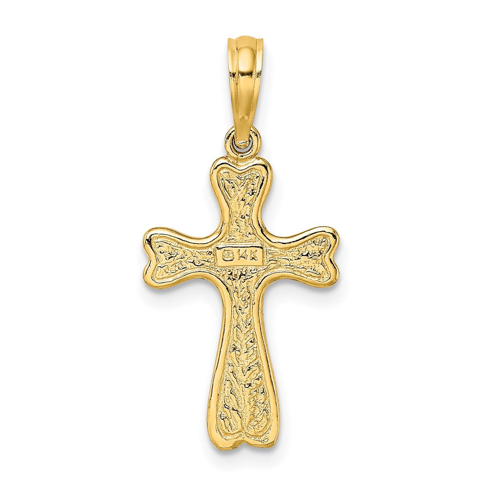 14K Cross with Textured Heart Edges Design Charm (1.19 grams)