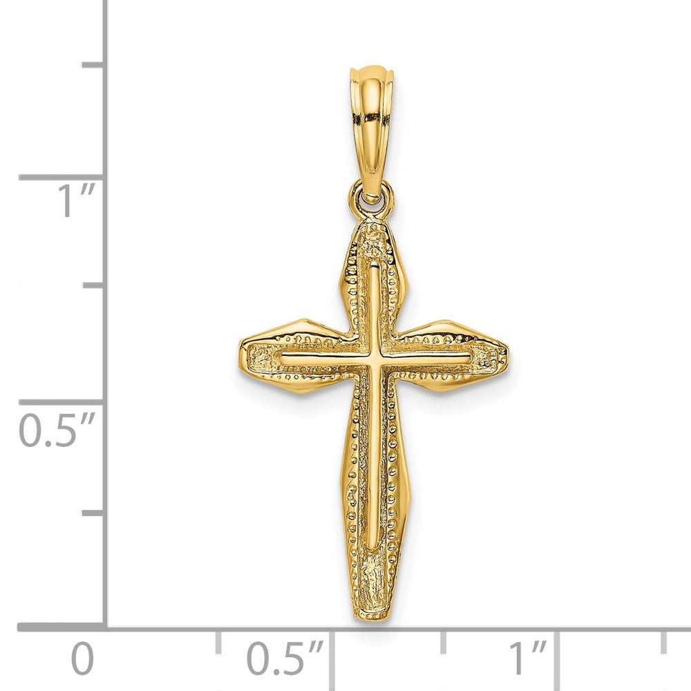 14k Yellow Gold 15 mm Polished and Textured Cross Charm (1.27 grams)