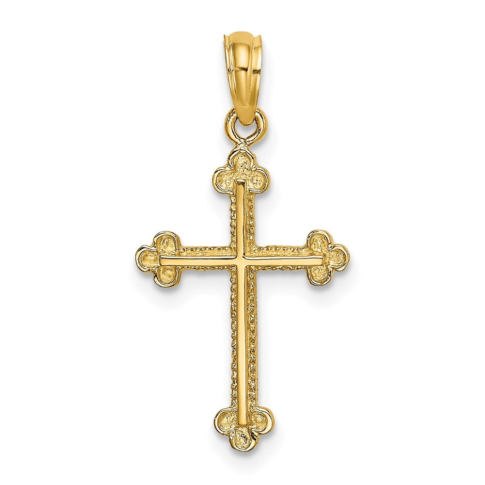 14k Yellow Gold 14 mm Cross W/ Spade Tip Edges Charm (0.98 grams)