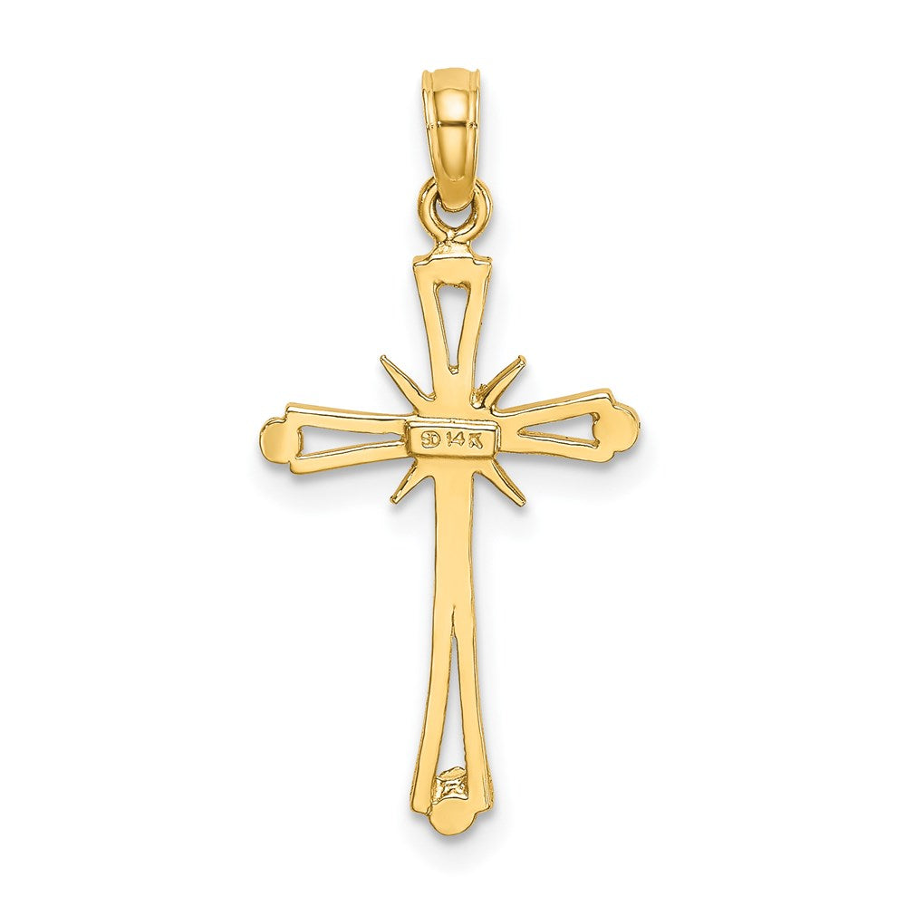 14k Yellow Gold 14 mm D/C w/ X-Center On Cross Charm (0.78 grams)