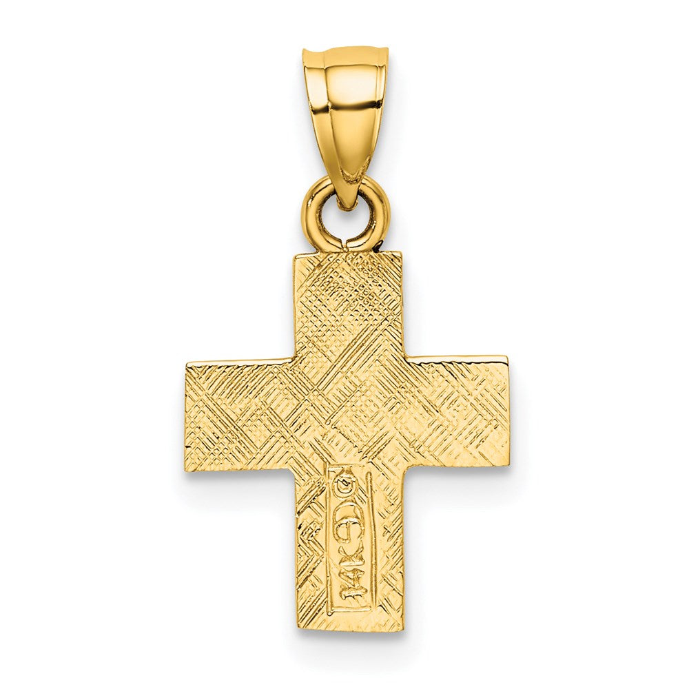 14k Yellow Gold 11 mm Polished and Textured Cross Charm (0.8 grams)