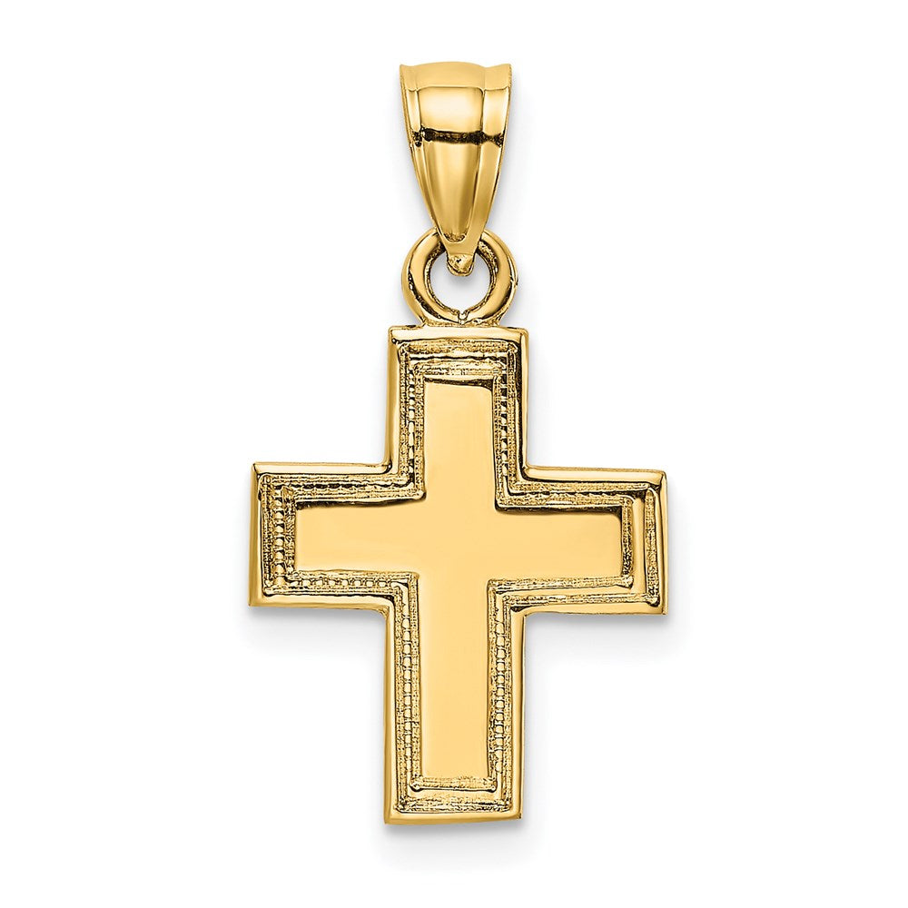 14k Yellow Gold 11 mm Polished and Textured Cross Charm (0.8 grams)