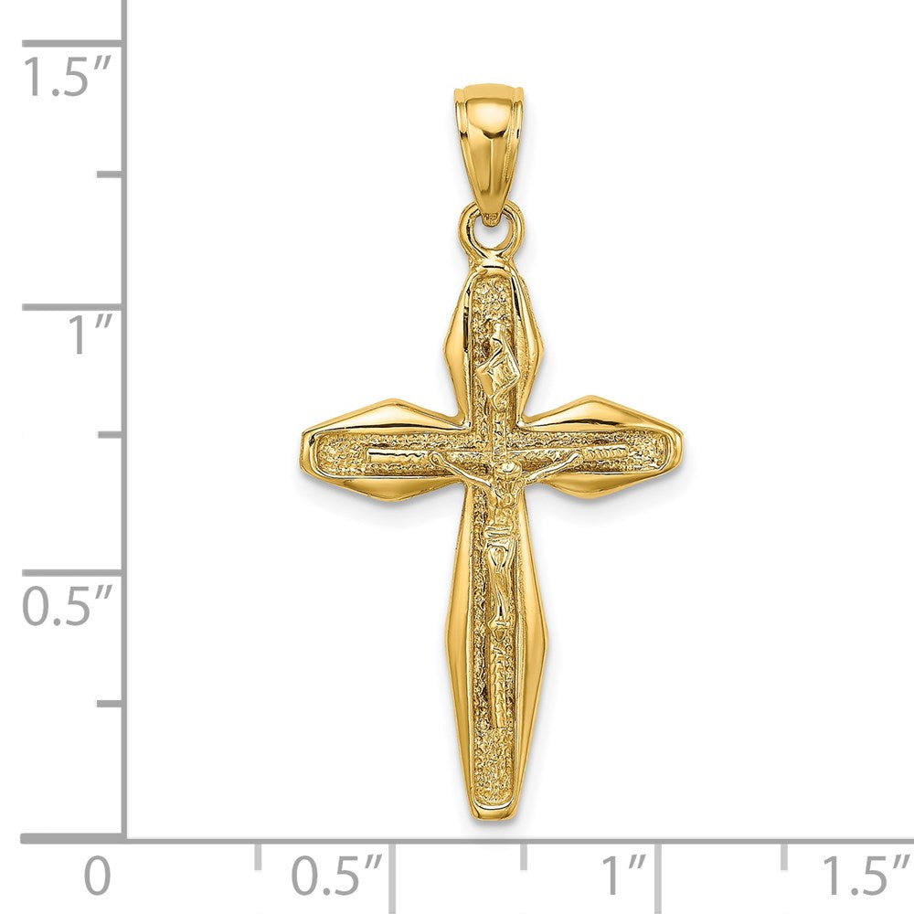 14k Yellow Gold 18.5 mm Polished Crucifix Charm (2.45 grams)