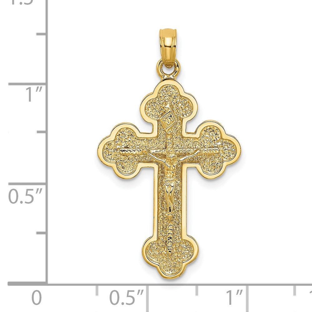 14k Yellow Gold 19 mm Crucifix W/ Budded Tips Charm (3.22 grams)