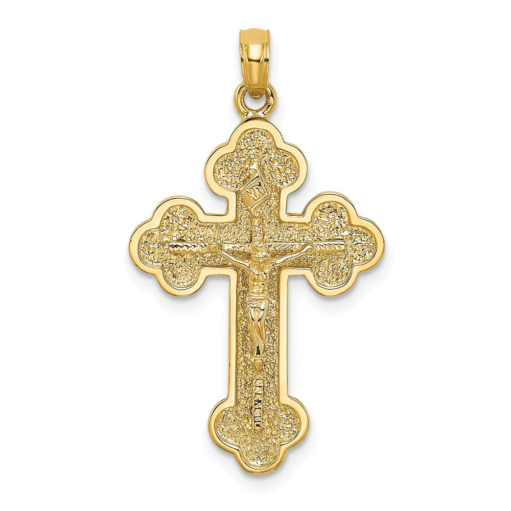 14k Yellow Gold 19 mm Crucifix W/ Budded Tips Charm (3.22 grams)