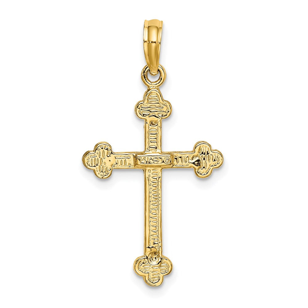14k Yellow Gold 17 mm Narrow Budded Crucifix Charm (1.99 grams)