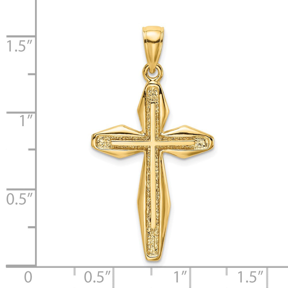 14k Yellow Gold 20.8 mm Textured Cross Charm (2.3 grams)