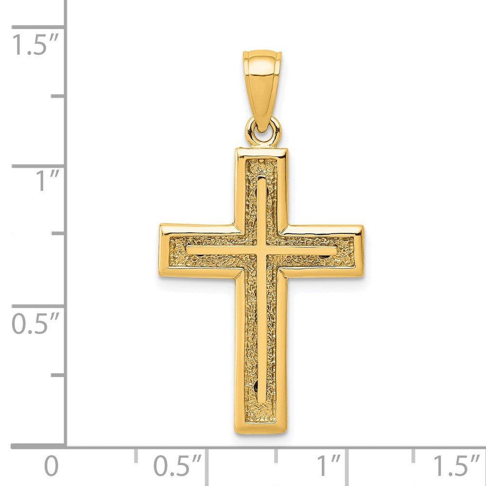 14k Yellow Gold 19.3 mm 2-D Cross Charm (2.86 grams)
