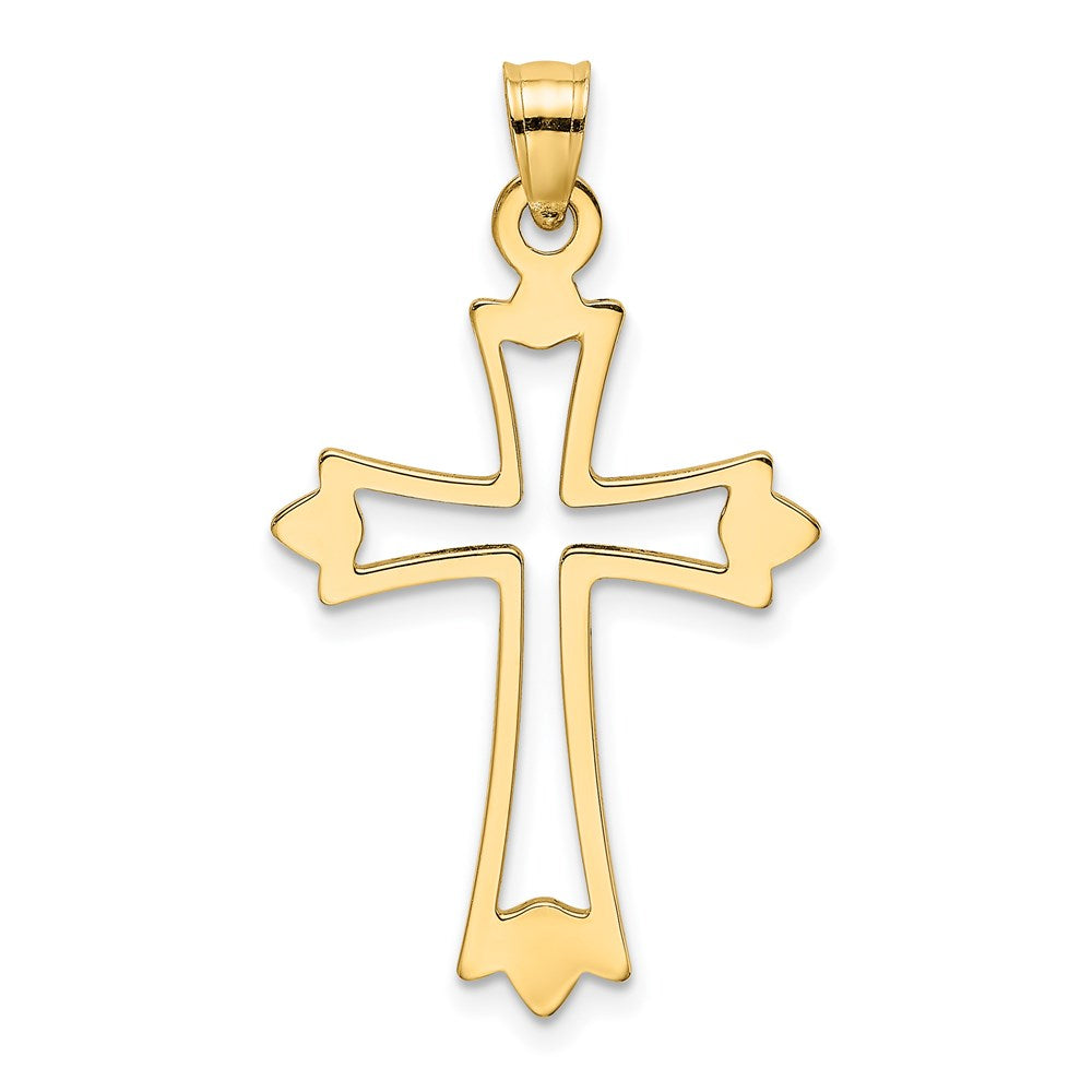 14k Yellow Gold 17 mm Polished and Cut-Out Cross Charm (0.98 grams)