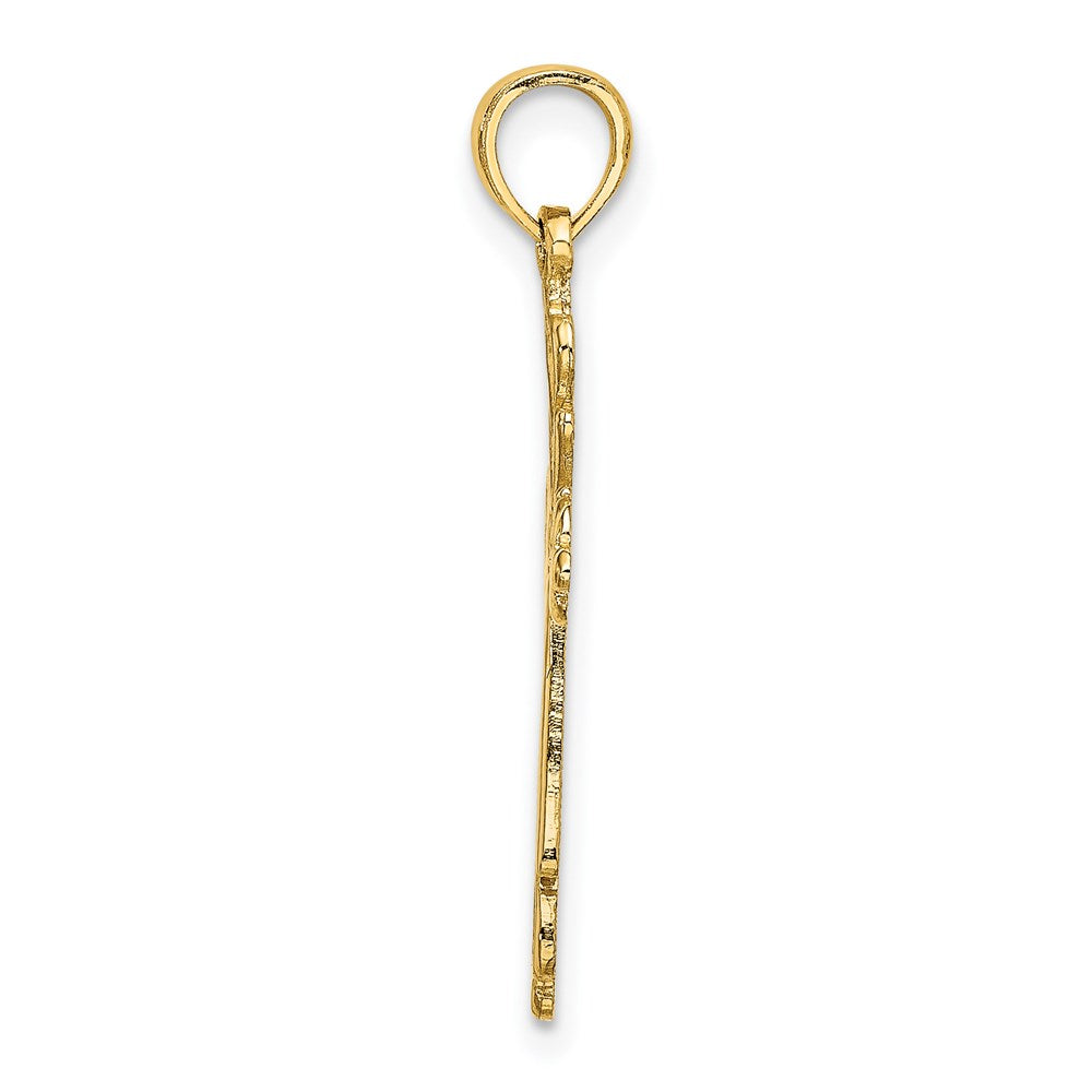 14k Yellow Gold 16 mm Cross Cut-Out w/ Heart Ends Charm (0.67 grams)