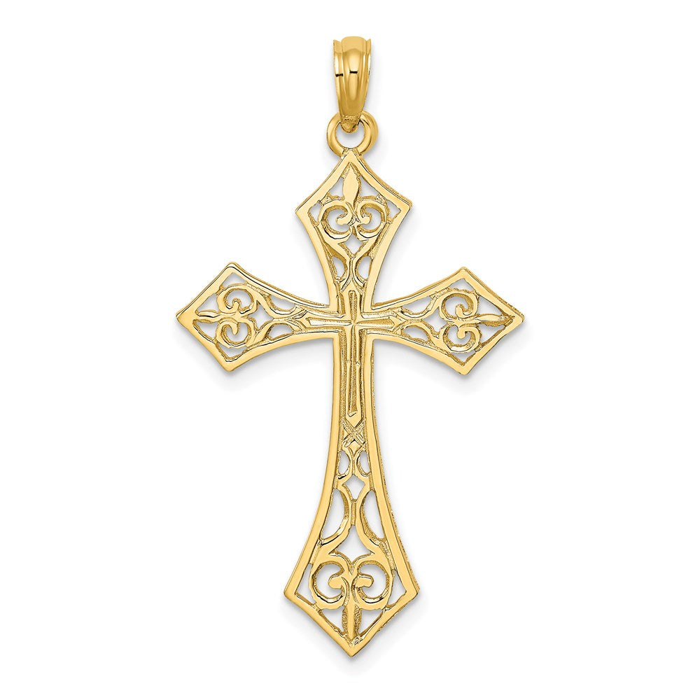 14k Yellow Gold 21 mm Filigree Cross Charm (1.22 grams)