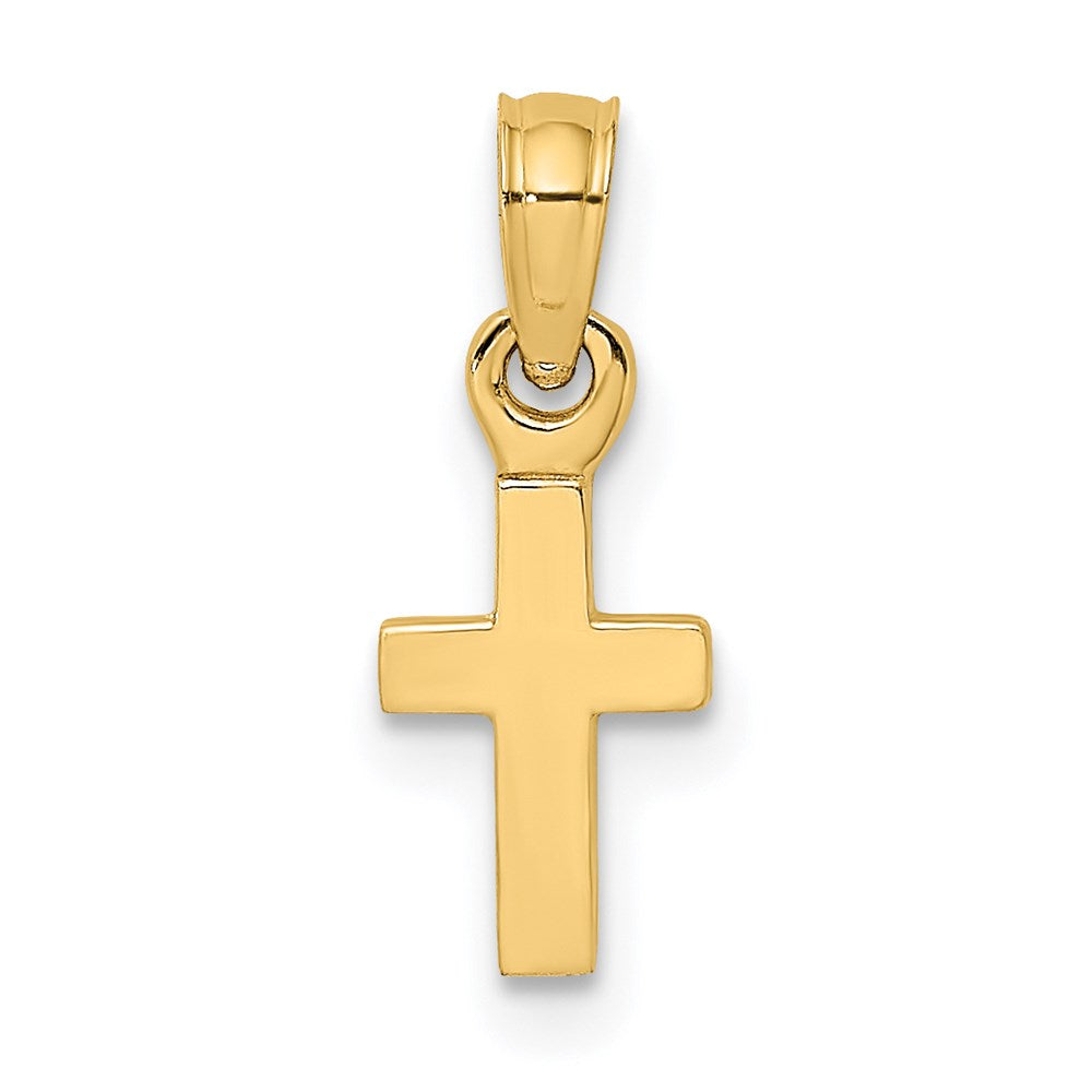 14k Yellow Gold 5.8 mm 3-D and Polished Mini Cross Charm (0.47 grams)
