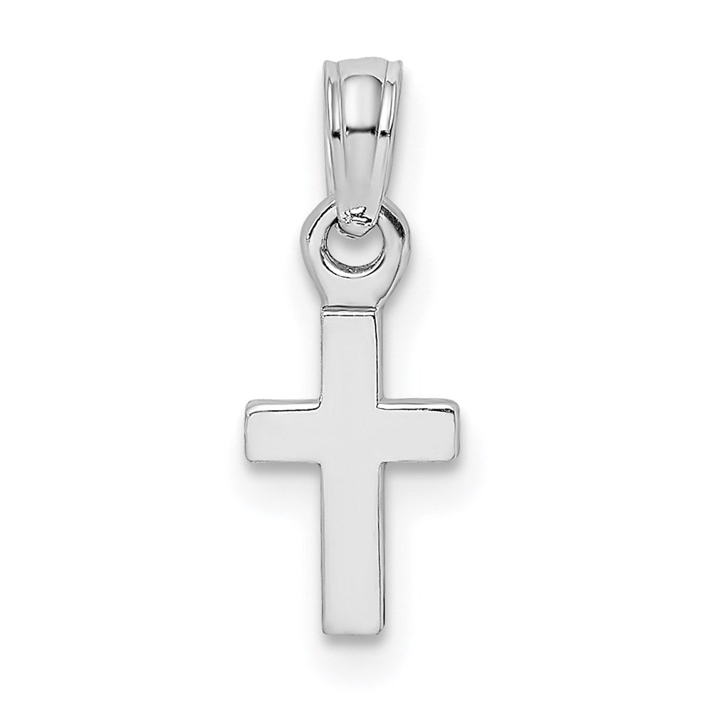 14k White Gold 5.8 mm 3-D and Polished Mini Cross Charm (0.47 grams)