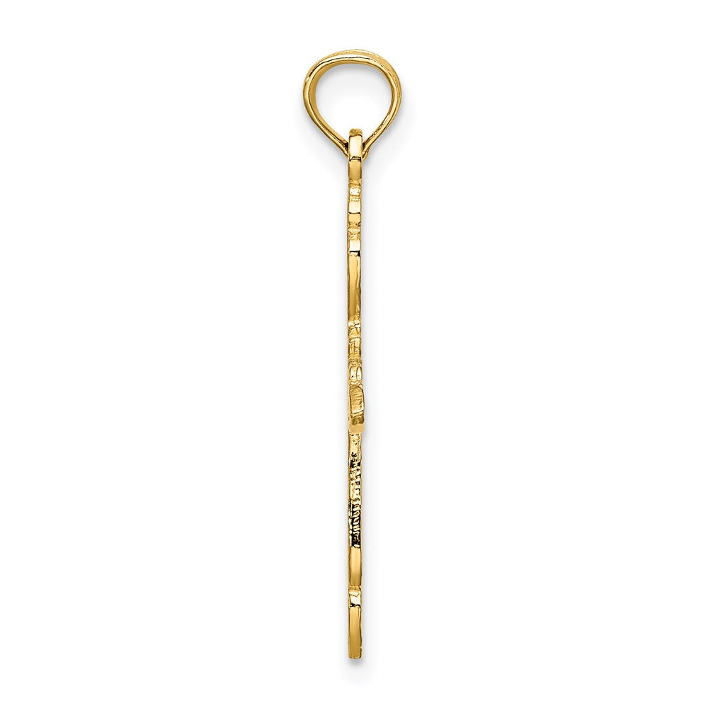 14k Yellow Gold 16 mm Polished and Cut-Out Cross Charm (0.77 grams)