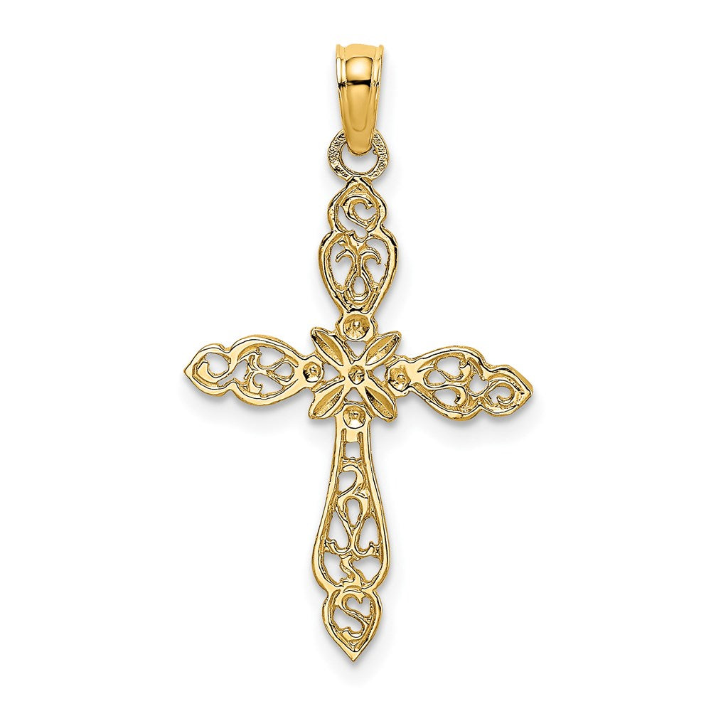 14k Yellow Gold 16 mm Polished and Cut-Out Cross Charm (0.77 grams)