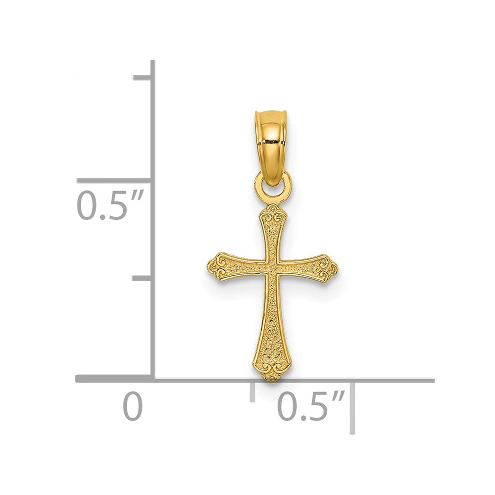 14k Yellow Gold 9 mm Textured Mini Cross Charm (0.26 grams)